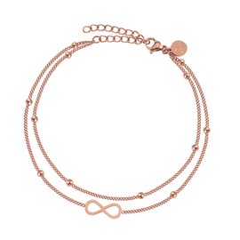 GD Good.designs Est. 2015 Anklet with Infinity Sign for Women, Waterproof Infinity Anklet (22–27 cm) in 18K Gold, Silver and Rose Gold, Women's Foot Jewellery with Spheres, Stainless Steel