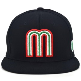 JLGUSA Mexico Snapback Hat 3D M Embroidery Mexico Baseball Cotton Cap New (Black Cotton)