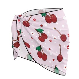 Poetesant Sarong Coverups for Women Swimsuit Chiffon Coverups Sheer Beach Bathing Suit Cover Up Bikini Cherry Printed Sarongs Wrap for Beach