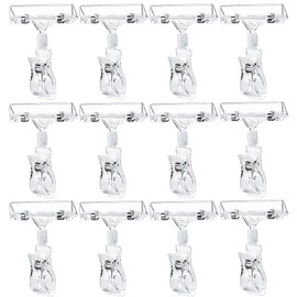 TINSKY 50PCS Clear Sign Clips Holders, Merchandise Sign Clip Rotatable Price Display Rack Acrylic Sign Holder Clip Double Sided Sale Signs Holders for Retail Rack, Baskets or Cards