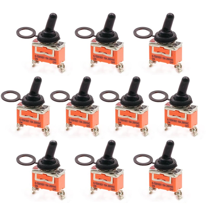 DaFuRui Waterproof Toggle Switch，10Pack 2 Position 2 Pin ON-Off Metal