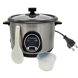 Westinghouse 220 Volt Rice Cooker 10 Cup, Non Stick Cooking Pot, Measuring Cup, Keep Warm Function-Stainless Steel-700W (NOT FOR USE IN USA)