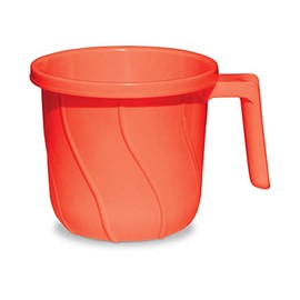 VAKRATUNDA KITCHENWARES Premium BPA Free Plastic Mugs for Bathroom, Bath Mug, Stripes Design Bathing Mugs Dabba Camping Mug, 50 Ounce Capacity (Red, 3)