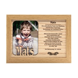 MATS Photo Frame with Name and Name Meaning. Photo Frame Standing and Hanging. Portrait. Original Gift for Any Occasion
