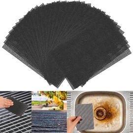Hicarer 50 Pcs Flexible Scrubbing Screen for Household Cleaning 5.5 x 4 Scrubber Flexible Scouring Mesh Pad Cleaning Abrasive Grit Screen for Remove Carbon Rust Scale