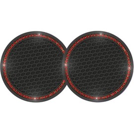 Bling Car Cup Coasters, Crystal Car Cup Holder Coaster, Rhinestone Universal Vehicle Anti Slip Car Insert Coaster, Suitable for Most Car Interior, Car Accessories for Women, 【Black and Red-2PCS】