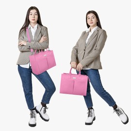 TOPDesign Heavy-Duty Canvas Tote Bag for Women, Adjustable Crossbody/Shoulder Handbag with 9 Pockets, Everything Tote, Light Pink, One Size