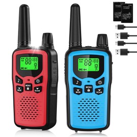 Rechargeable Walkie Talkies Long Range for Kids, Walky Talky VOX with 22 FRS Channels, 99 Privacy Codes Two Way Radio,1200mAh Li-ion Battery, for Camping Hiking Emergency (2 Pack Colorful)