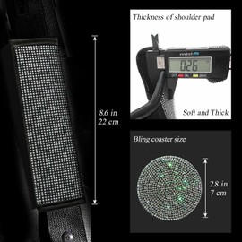 KAONYUONLO 2PCS White Bling Car Seatbelt Strap Covers for Women Girls - Crystal Rhinestone Velvet Shoulder Pad Protector - Diamond Shine Safety Shoulder Pad, Car Decor Interior Accessories