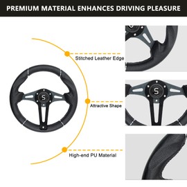 Shu-Ran Golf Cart Steering Wheel, 12.5"/320mm Universal Club Car Steering Wheel for Club Car DS and Precedent EZGO RXV & TXT Yamaha Most Golf Cart (Style 1)