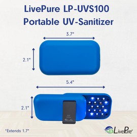 LivePure Portable Handheld Dual UVA/UVC Rechargeable Sanitizer, Black