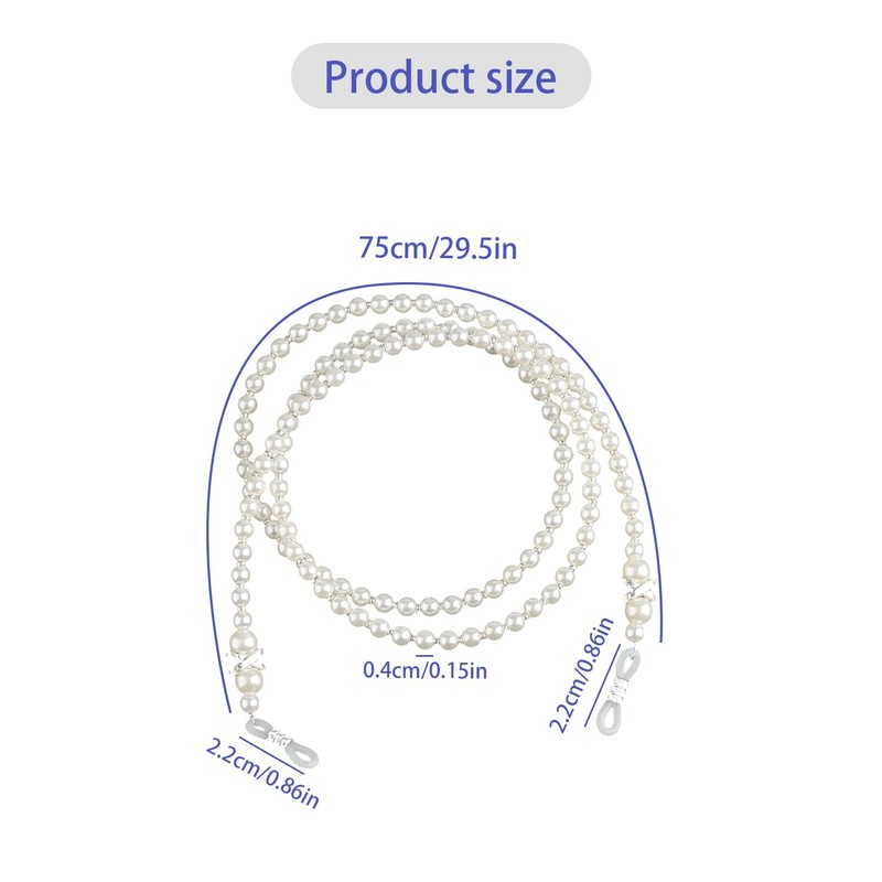 GroveEss Pearl Eyeglass Chain,Beaded Sunglasses Chain Wome,Charming Fashion Around Neck