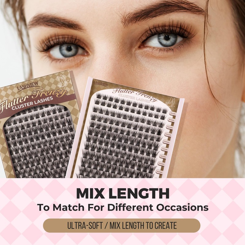 LASHVIEW Lash-Extension-Clusters 168pcs D Curl Lash Clusters Natural Look Cluster