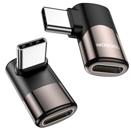 MOGOOD USB C 90 Degree Adapter, USB C Extender Right Angle Connector, 40Gbps High-Speed Transmission, 100W/5A Fast Charging, 8K@60Hz Video Output, Set of 2 Different Types Compatible with Steam Deck