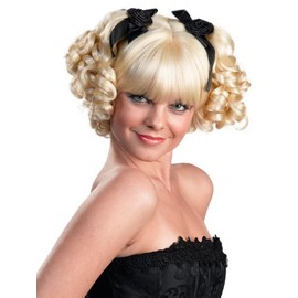 Ringlet Curly Pigtails color Black - Bo Peep Wig Curls Anime Sims Goth Fairytale Ribbons Hair Womens Cosplay Peluca Bundle MaxWigs Costume Wig Care Guide