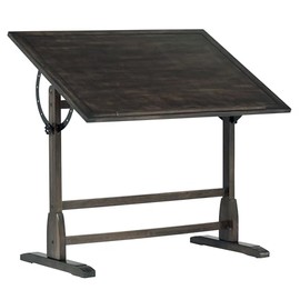 Studio Designs Vintage Drawing/Drafting Table with Pencil Ledge - 42" W x 30" D - Distressed Black - Adjustable Tilting Top