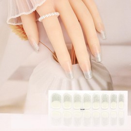 Two-color Glitter French Style Nail Seal, Just Paste Gel Nail Seal, Hardening Type (16 Pieces), Nail Seal, Gel Nail Design, Nail Wrap, For Hands, Long Lasting, Gel Nail Seal, Cute Popular Design, Easy