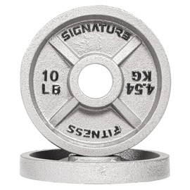 Fitvids Cast Iron Plate Weight Plate for Strength Training and Weightlifting, 1-Inch Center (Olympic), 10LB (Pair)