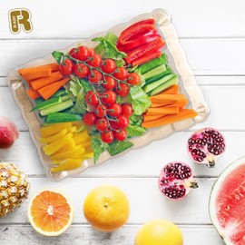 6 Pack Gold Glitter Plastic Serving Trays for Party, 9 x 13 Inch - Heavy Duty Plastic Gold Trays for Food - Rectangular Party Serving Platters