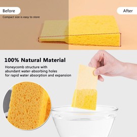 Bmeigo Washing Up Sponge 12PCS, Compostable Kitchen Sponge Nautural Cellulose Dish Sponges Biodegradable Non Scratch Cleaning Sponges for Dish Cookware Bathroom Household Car(Compressed)