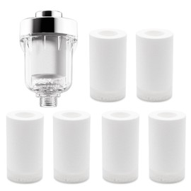 ZITUZY Shower filter, shower limescale filter, 7 filter cartridges, shower filter for 1/2 inch connection, for taps or shower