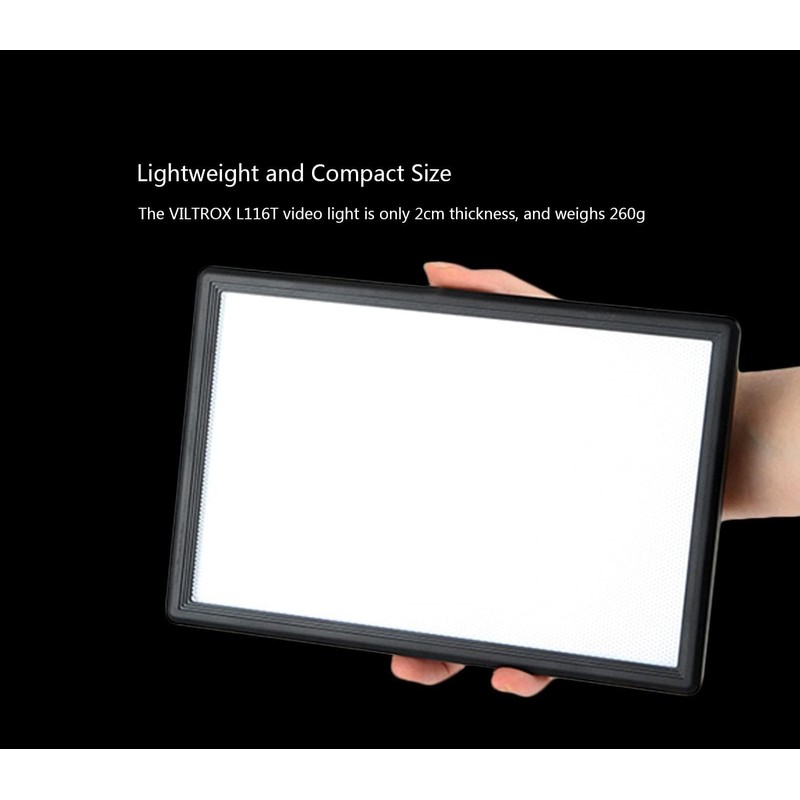VILTROX L116T LED Video Light Panel Dimmable Bi-Color 3300-5600k CRI95+