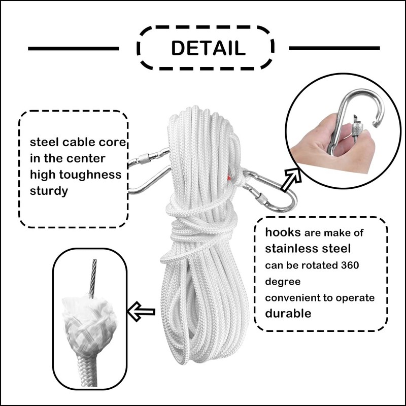 5/16" x 66 ft Wire Center Flagpole Rope with 2