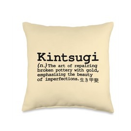 Kintsugi Gold Pottery Repair Japanese Poetic Tradition Word Throw Pillow