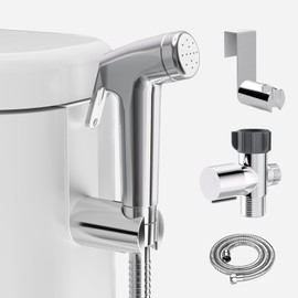 Shineforu Handheld Bidet Sprayer for Toilet-Adjustable Water Pressure with Bidet Hose, Stainless Steel Cloth Diaper Sprayer, Sprayer for Feminine Wash,Baby Wash & Muslim Shower (Chrome Silver)