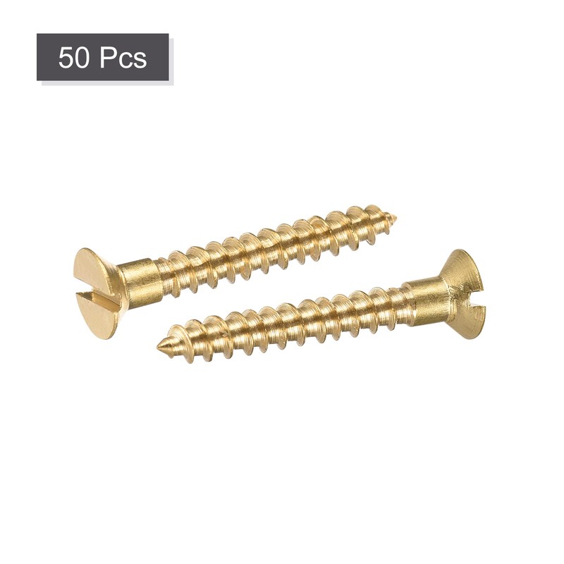 sourcing map Wood Screws M3 x 20mm Slotted Flat Head