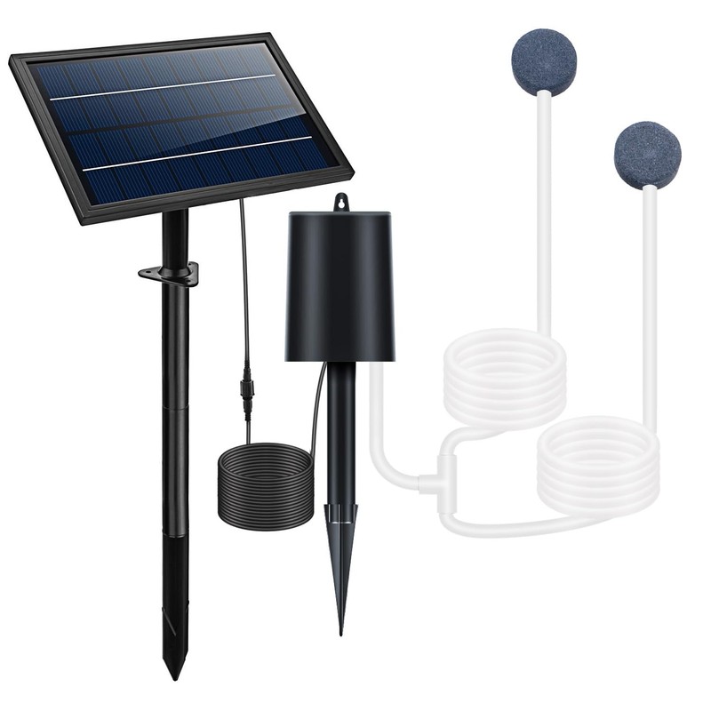 Lewisia 8W Solar Pond Aerator with Built-in 2400mAh Battery Backup,