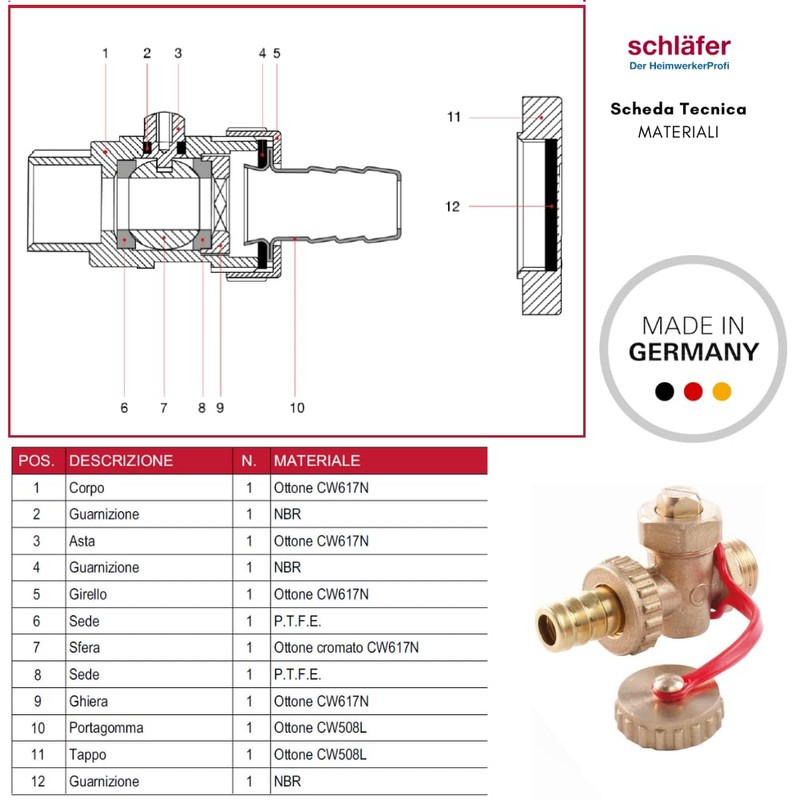 Schläfer 704411 | HS Drain Valve Ball Valve Male Thread