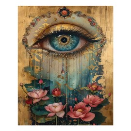 xcemhil Paint by Numbers Kit for Adults Eye, Paint by Number Eye and Lotus, Paint by Numbers Kits for Adults Beginner for Gift and Home Wall Decor 16x20 Inch