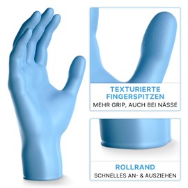 Arnomed Nitrile Disposable Gloves, L, Powder-Free, Latex-Free, Pack of 100, Blue Nitrile Gloves, in Size XS, S, M, L, XL and XXL available