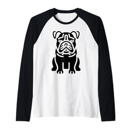 FUUNY Cute Bulldog Minimalist Dog Simple Bulldog Raglan Baseball Tee