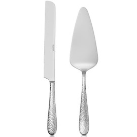 Hudson Essentials Bergamo - Juego de cuchillos para tartas y tartas de acero inoxidable 18/10 martillados, perfecto para bodas, compromisos, fiestas, cumpleaños y eventos