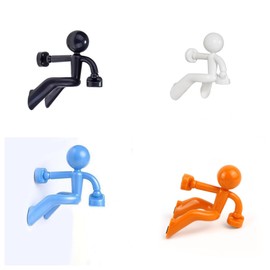 Creative Wall Climbing Villain Refrigerator Magnets, Magnet Key Hanging (Black, White, Blue, Orange)