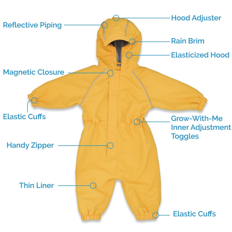 JAN & JUL Toddler Rain Suit for Kids, Coverall for