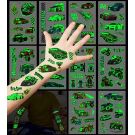 Tattoo Children's Boys 10 Sheets Set, Luminous Vehicle Temporary Children's Tattoo Stickers, Waterproof Fake Children's Tattoos for Party Bags Children's Birthday Party Vehicle Gifts