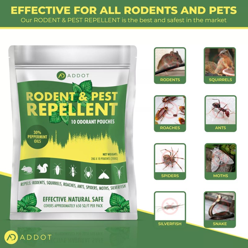 ADDOT Natural Peppermint Mouse Rodent Rat Repellent 10 pack Pest