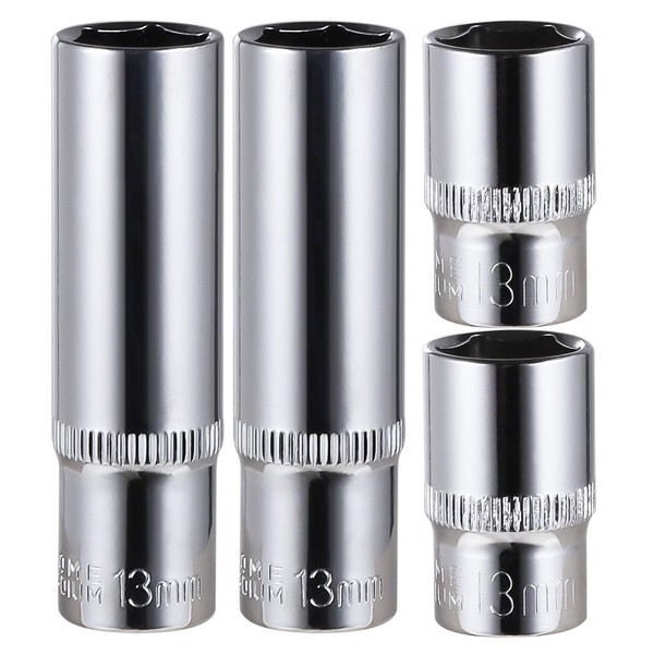 4-Piece 13mm Socket Set, 3/8-Inch Drive, 6-Point, Deep & Shallow