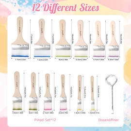 Wide Flat Brush Set, Acrylic Brush Set, Watercolour Brush, Acrylic Paint, Artist Brush, Oil Paint Brush Set with Wooden Handles, Painting Brush Set