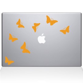 The Decal Guru 1029-MAC-13P-SY Butterflies Decal Vinyl Sticker, 13" Macbook Pro (2015 & older), Yellow