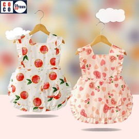 New Spring Autumn Waterproof Dustproof Baby Bib Apron for Girls Summer, Recommended for 0-2 years, Size 90 / Pumpkin Apron 3ea