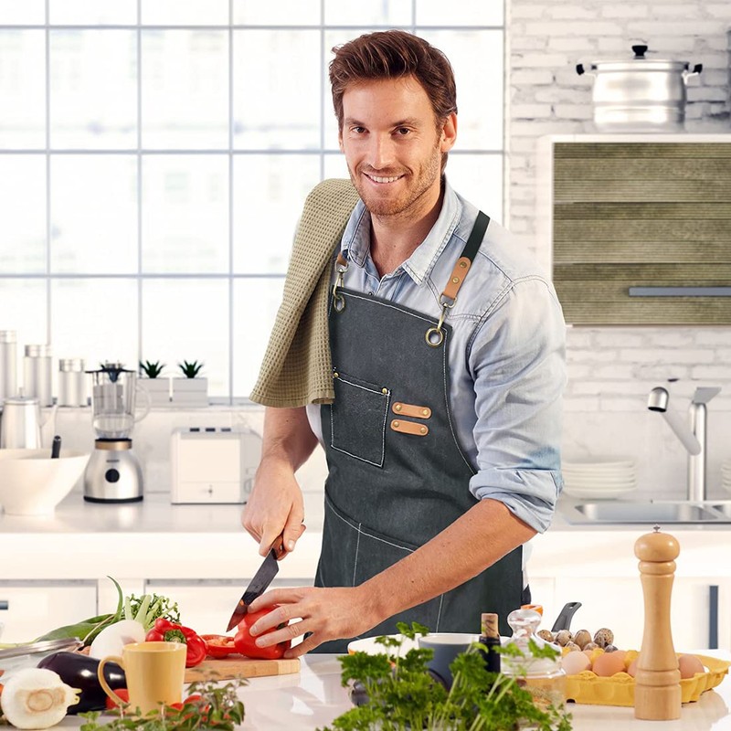 ZOMAO Chef Apron,Cross Back Apron for Women and Men,Cotton Canvas