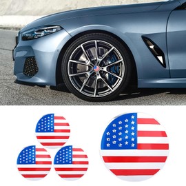 4PCS American Flag Wheel Center Cap Stickers， 56mm Universal Car Emblem Decals, USA Patriotic Design Hubcaps Decor Accessories (USA Flag)