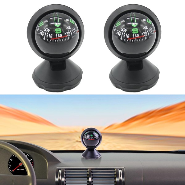 Car Compass Ball, Round Car Compass with Bottom Stick, Dash