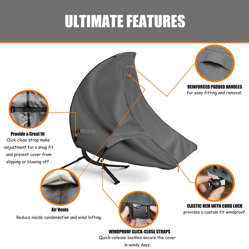 HWmatyCover 73 Inch Patio Hanging Chaise Lounge and Stand Cover