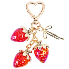 Rikhiua Strawberry Keychain Bag Charm - Cute Purse Charm Key Fob Accessories for Women Handbag Christmas Birthday Gift, Multi, Medium
