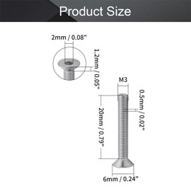 MroMax M3 x 20 Nails, Screws & Fasteners 304 Stainless Steel Hex Socket Countersunk Flat Head Screw Bolts 50pcs